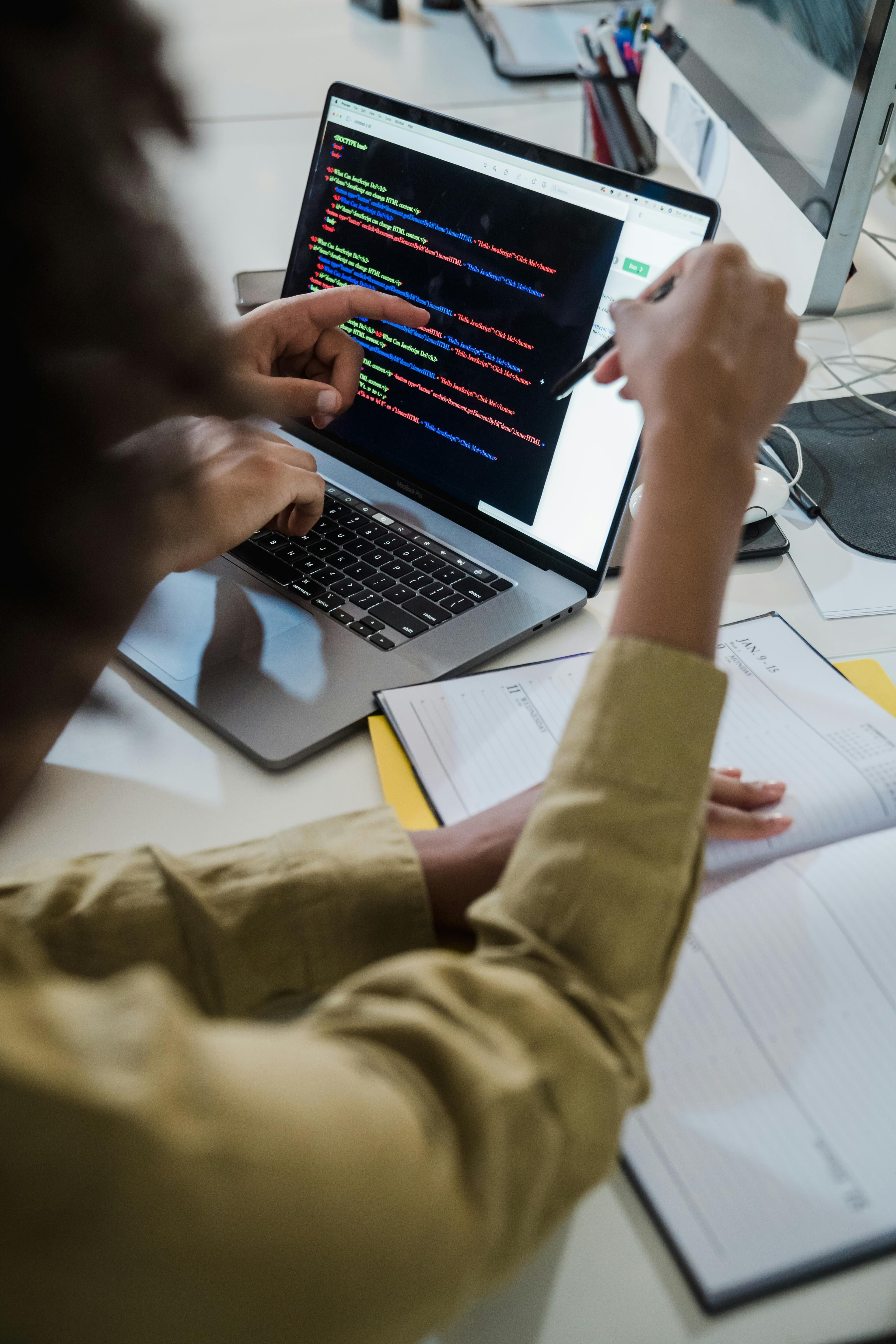 Developer reviewing code during a technical audit