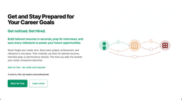Página de inicio del sitio web de TheResumeApp